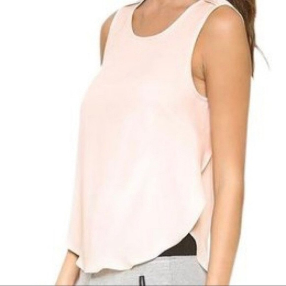 Rag & Bone Silk Blend Fleet Combo Tank Top M Blush Pink Hi-Low Chic Layered Top